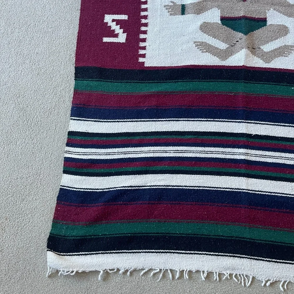 Vintage Mexican Blanket Wall Hanging‎ Art Mayan Tribal Decor Southwest 48x79